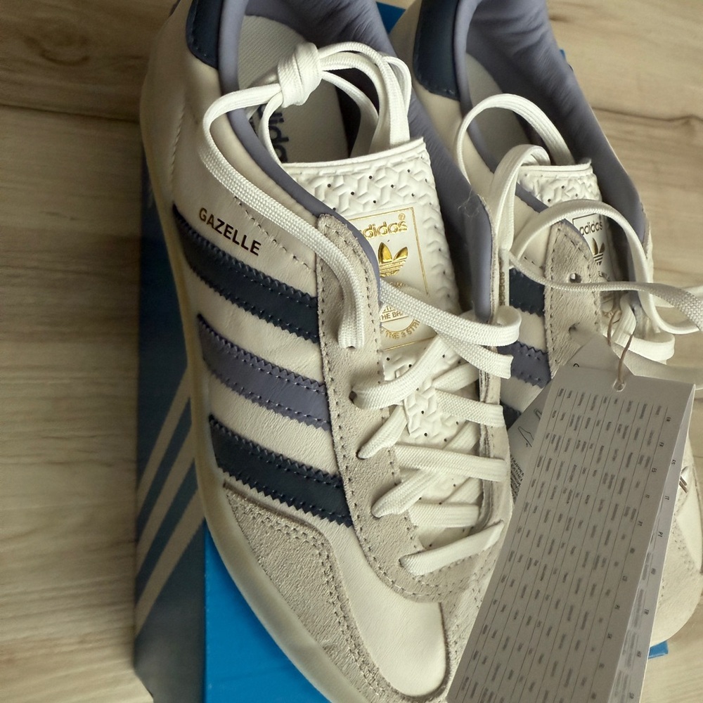 Adidas Gazelle Indoor Sneakers in White and Blue